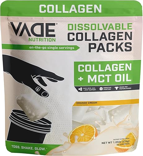 VADE Nutrition Paquetes de colágeno disuelble Keto + aceite MCT Salud del cabello, las uñas, la piel, los huesos y las articulaciones Alimentado