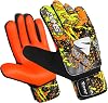Guantes de portero de fútbol Shaz para niños, chicos y jóvenes, guantes de portero divertidos antideslizantes con palma de látex de 4 mm, agarre fuerte y doble protección de muñeca (talla 4 adecuada para 6-9 años, naranja) 1