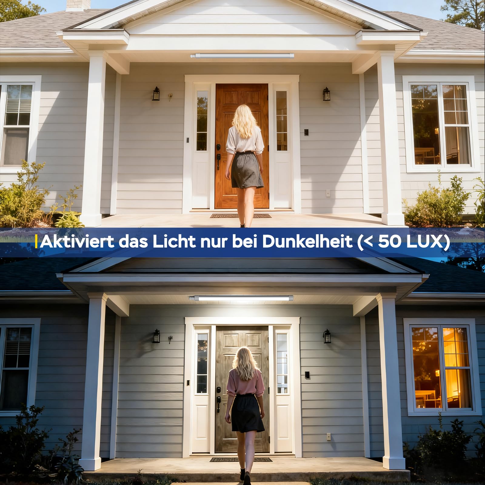ANTENLICHT 2er Set LED Feuchtraumleuchte mit Bewegungsmelder 120CM 36W 4000Lumen in Kaltlweiß 5000K, IP65 Wasserdicht Kellerleuchte Feuchtraumlampe für Werkstatt Flur Treppe Garage Abstellraum