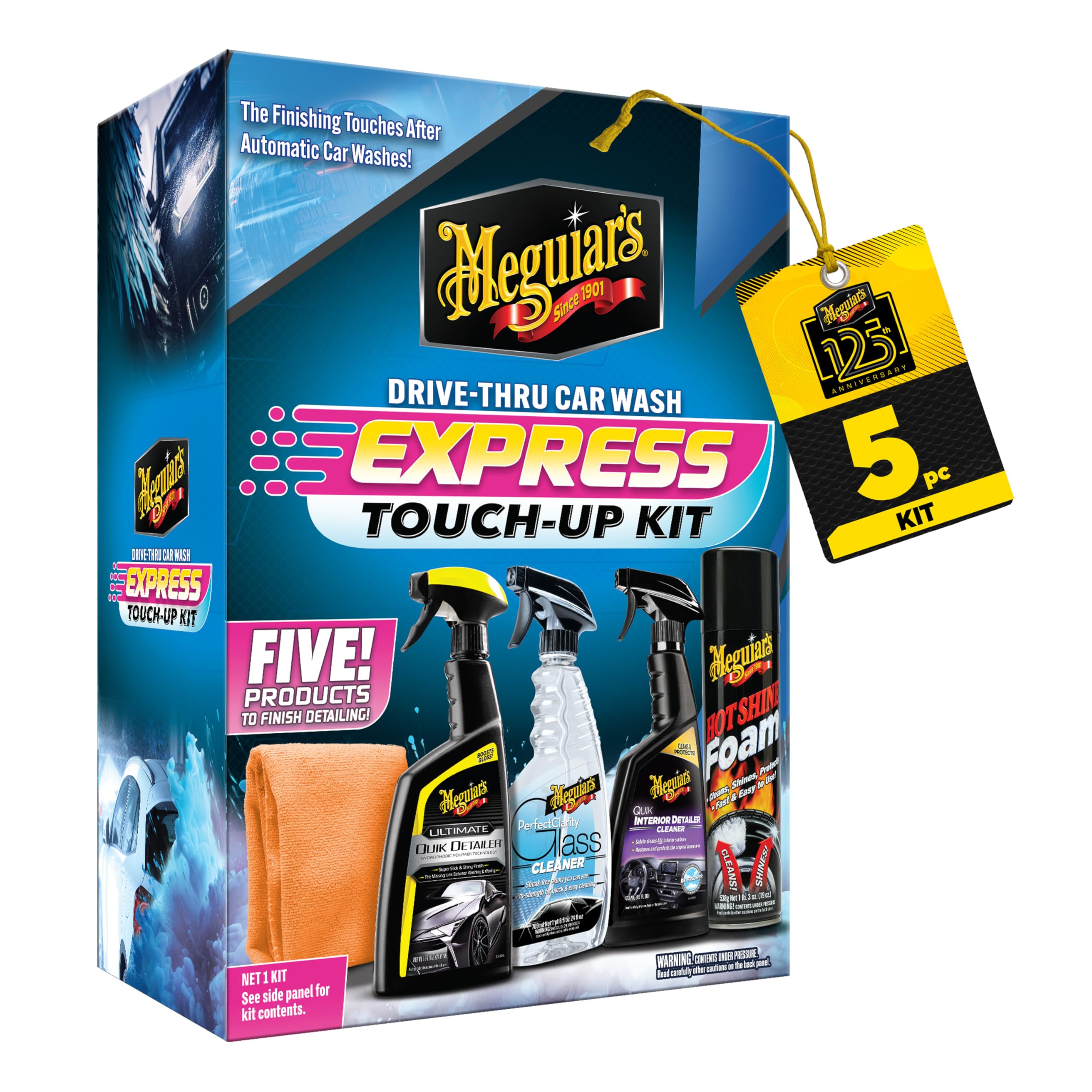 Meguiar's Drive-Thru Car Wash Express Touch-Up Kit - The Perfect Car Detailing Kit for Touching Up After Running Through an Automatic Car Wash or After Washing Your Ride at Home, Clean Inside and Out