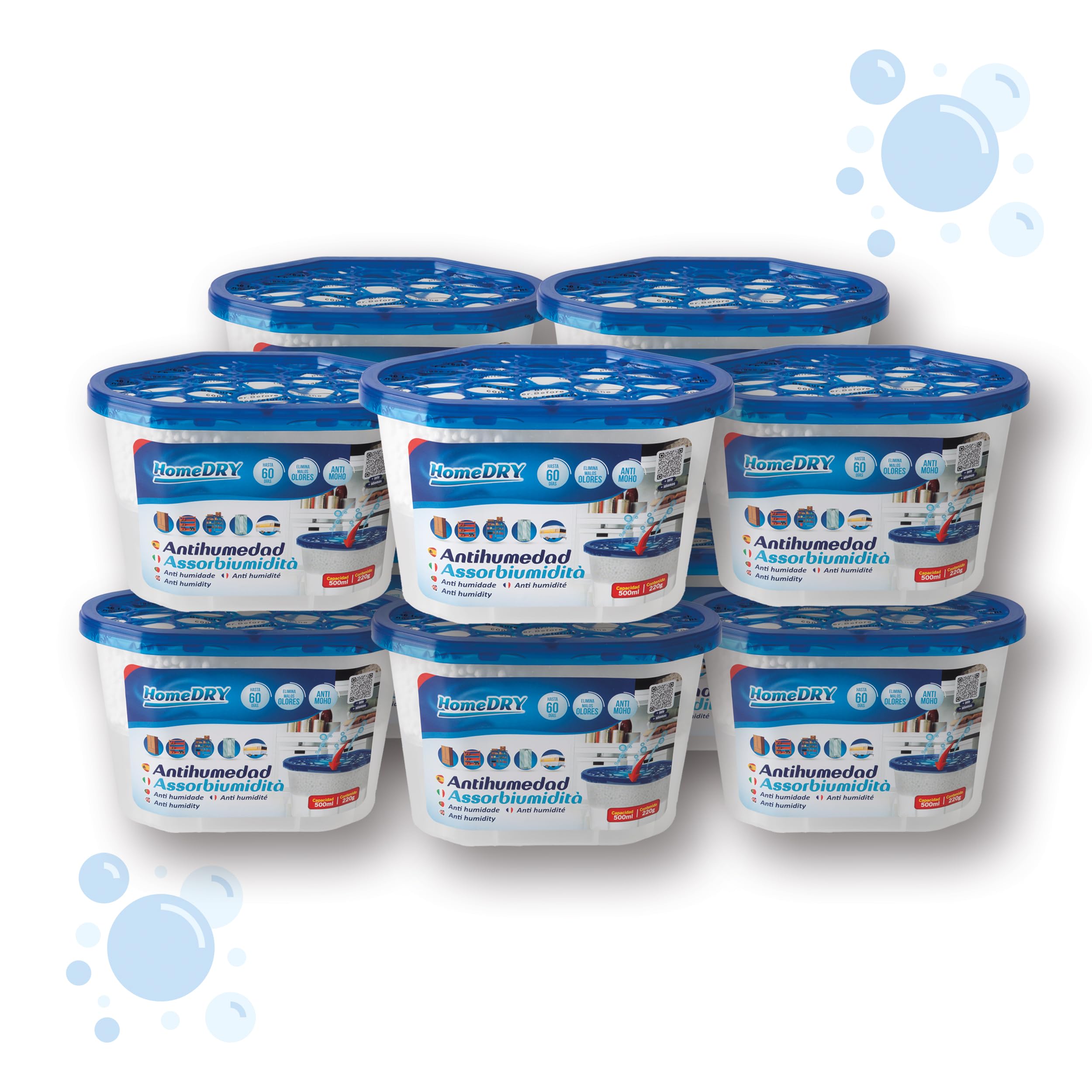Pack de 10 Deshumidificador Absorbentes para Humedad 220g Eliminador de Condensación - Elimina Malos Olores, Antimoho para Armarios, Cajones, Habitaciones