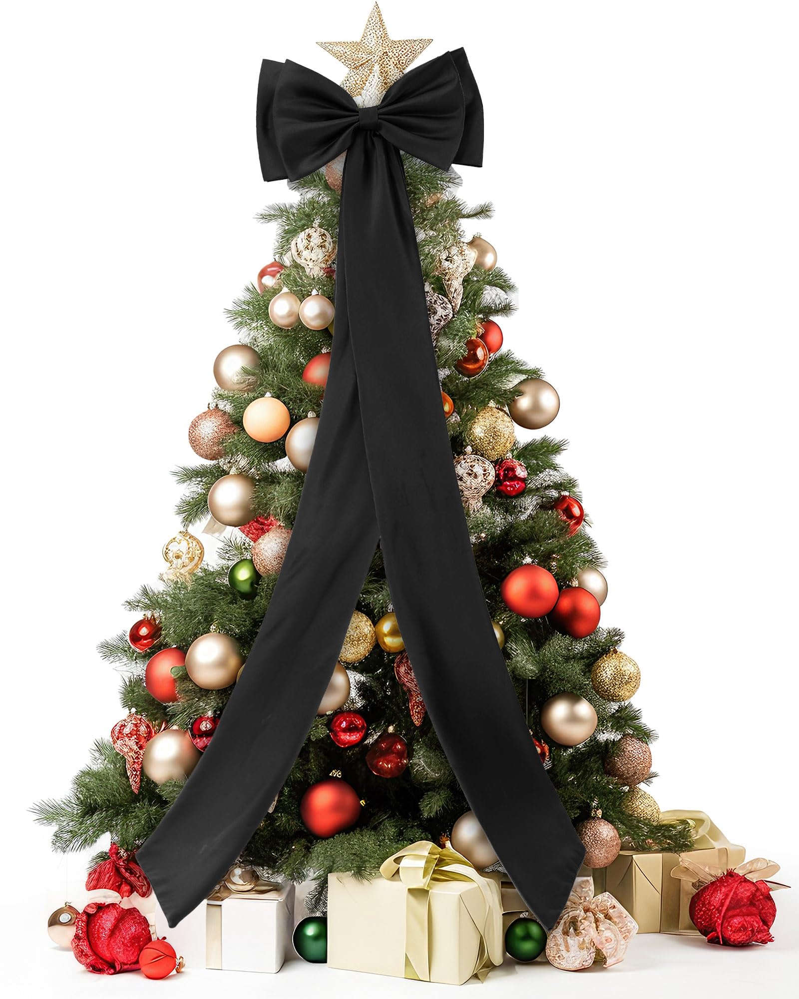 Chuarry Extra Long 67 Satin Bow for Christmas Tree Detachable Train Removable Sweep Train Waist Sash Belt for