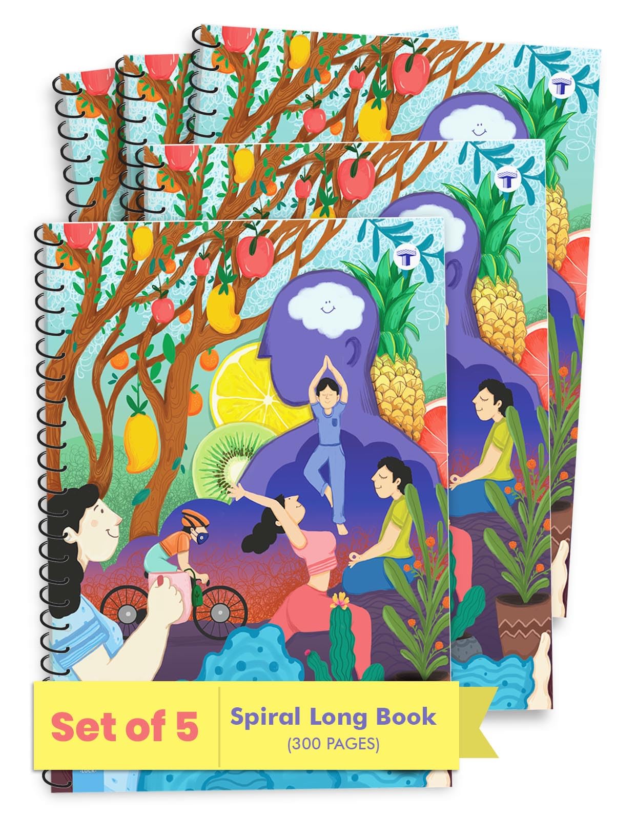 TARGET PUBLICATIONS Spiral Notebooks | 300 Pages Ruled Paper | A4 Size Paper | Spiral Binding Single Line Book | Pack of 5 | 8.27 inch x 11.69 inch | GSM 57