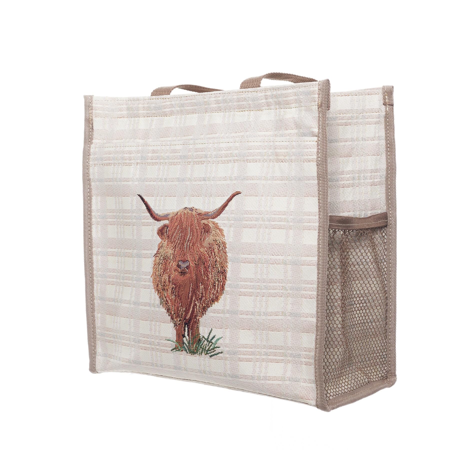 Signare Tapestry Highland Cow Collection Shopper Bag with Pockets, Eco-Friendly, Reusable and Vegan Friendly, Rustic Charm Style - Image 2