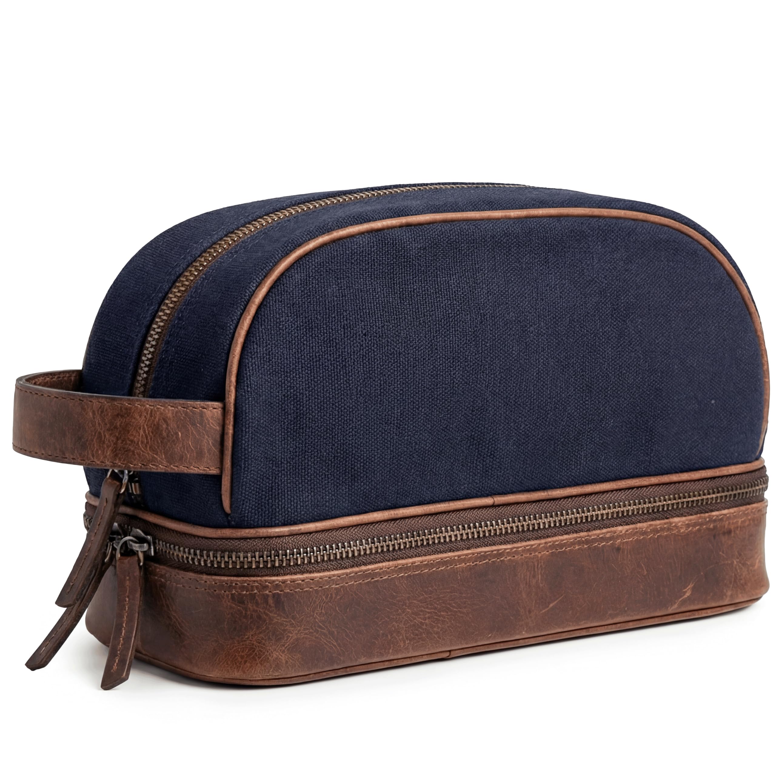 SID & VAIN® borsa toiletry vera pelle CARTER borsetta necessaire Toilette pochette beauty case da Viaggio uomo donna blu prodotto artigianale