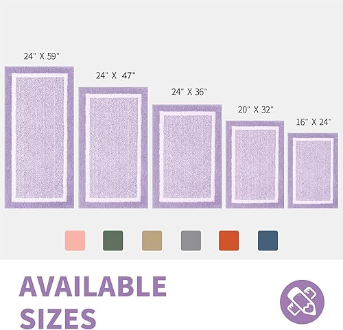 Miniatura 2 de CozeCube - Tapetes de baño antideslizantes, peludos, esponjosos, lavables, microfibra extrasuave y absorbente, para ducha y lavabo, morado, 24 x 16