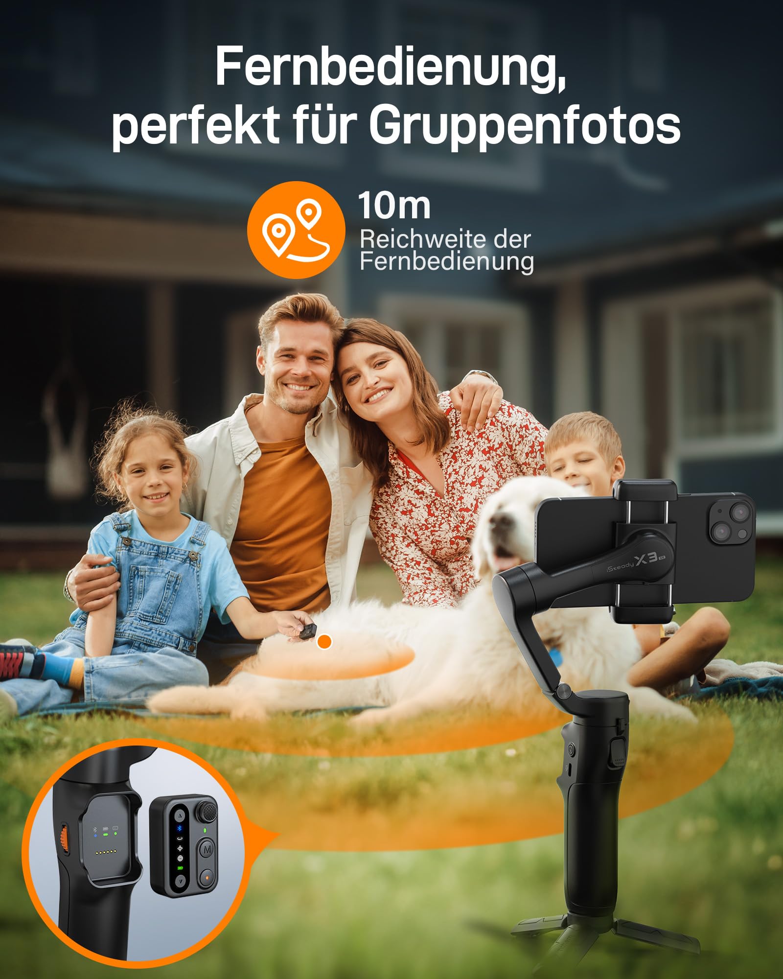 hohem iSteady X3 SE Gimbal Smartphone, 3-Achsen Gimbal Stabilisator, leichtes & faltbares Design mit abnehmbarem Fernbedienung, 11-Stunden-Akku, ideal für Vlogging, Selfies und Reisen