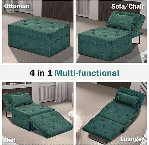 Miniatura 6 de Sofá cama convertible, cama otomana plegable multifunción 4 en 1 con respaldo ajustable, moderna silla extraíble para sala de estar, apartamento,