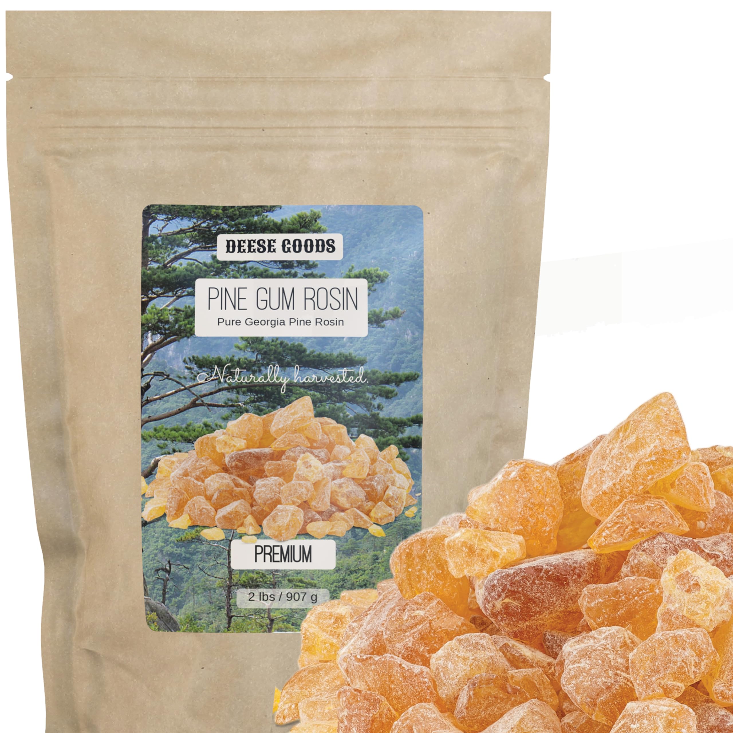 Colofonia de goma de pino natural de alta calidad para envolver alimentos de tela (2 libras) - Ideal para músicos, atletas, bailarines y proyectos de bricolaje - Agarre y rendimiento superiores -