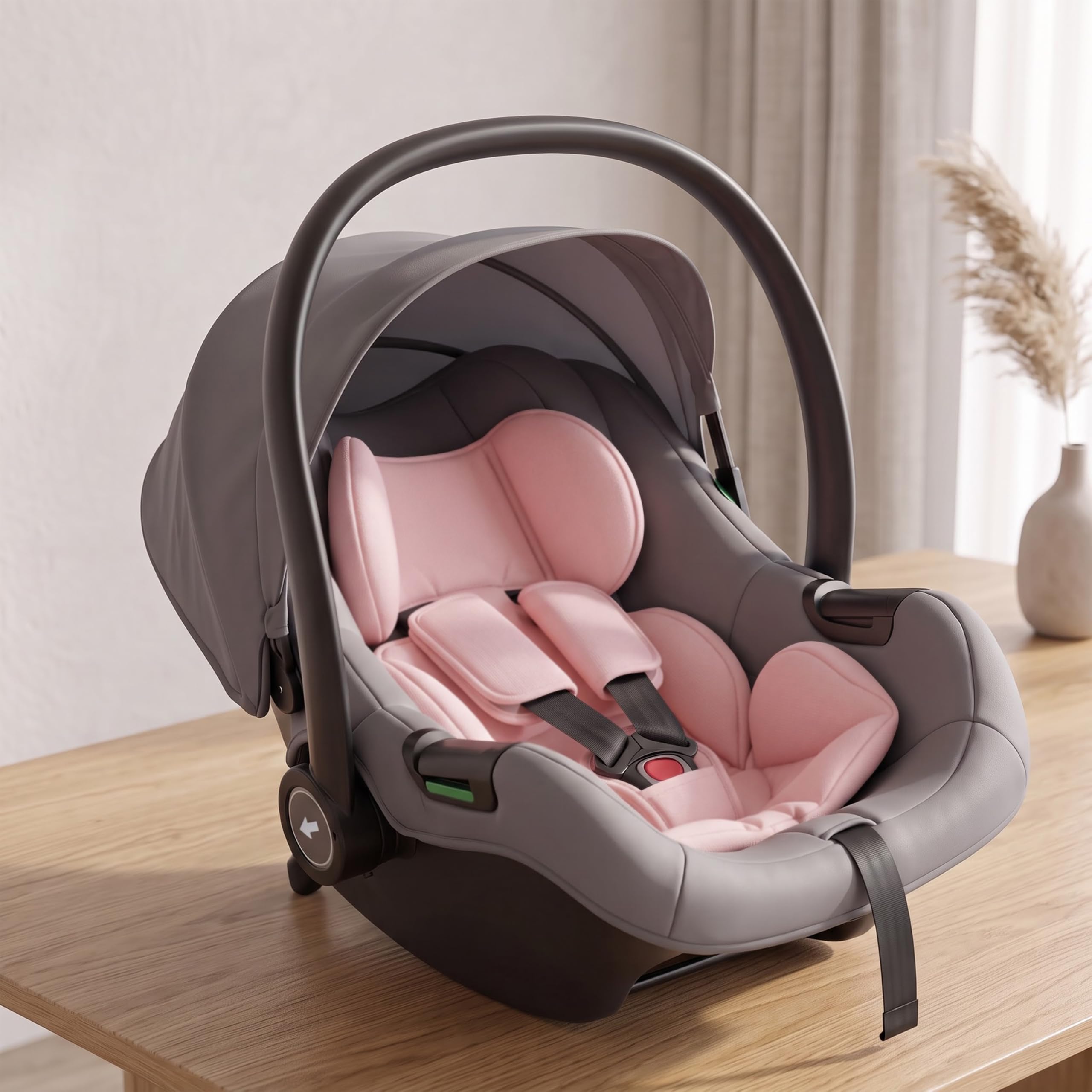 StarAndDaisy 2-in-1 Carry Cot for Newborn Baby/car seat with Adjustable Handle, 3-Point Safety Belt & Removable Canopy/Portable Baby Cot/Baby/Infant Carry Seat for 0–2 Years - Pink-image-13