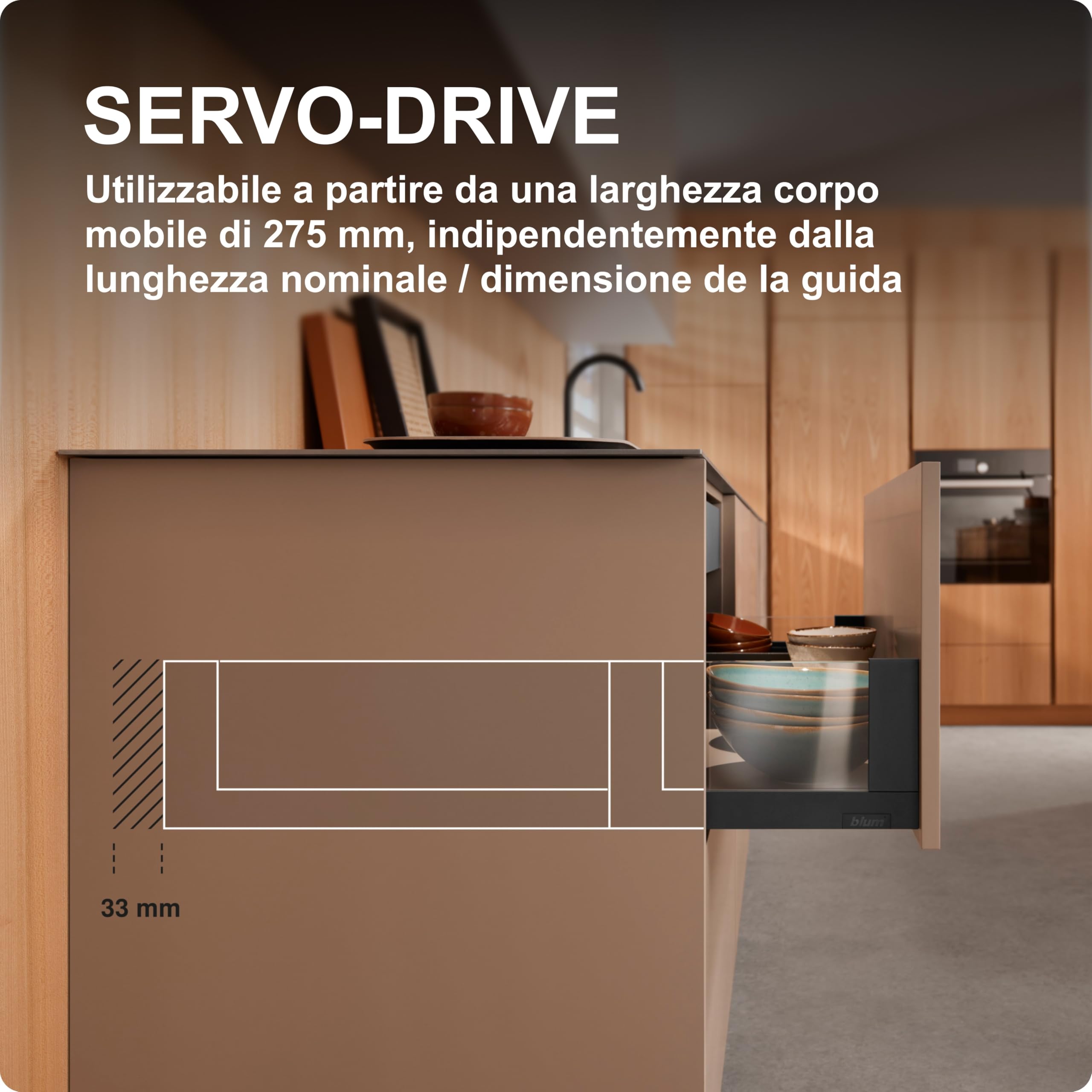 Unità motrice SERVO-DRIVE Blum I Sistema automatico di apertura di cassetti, cassettoni e telai ad estrazione I Lusso residenziale