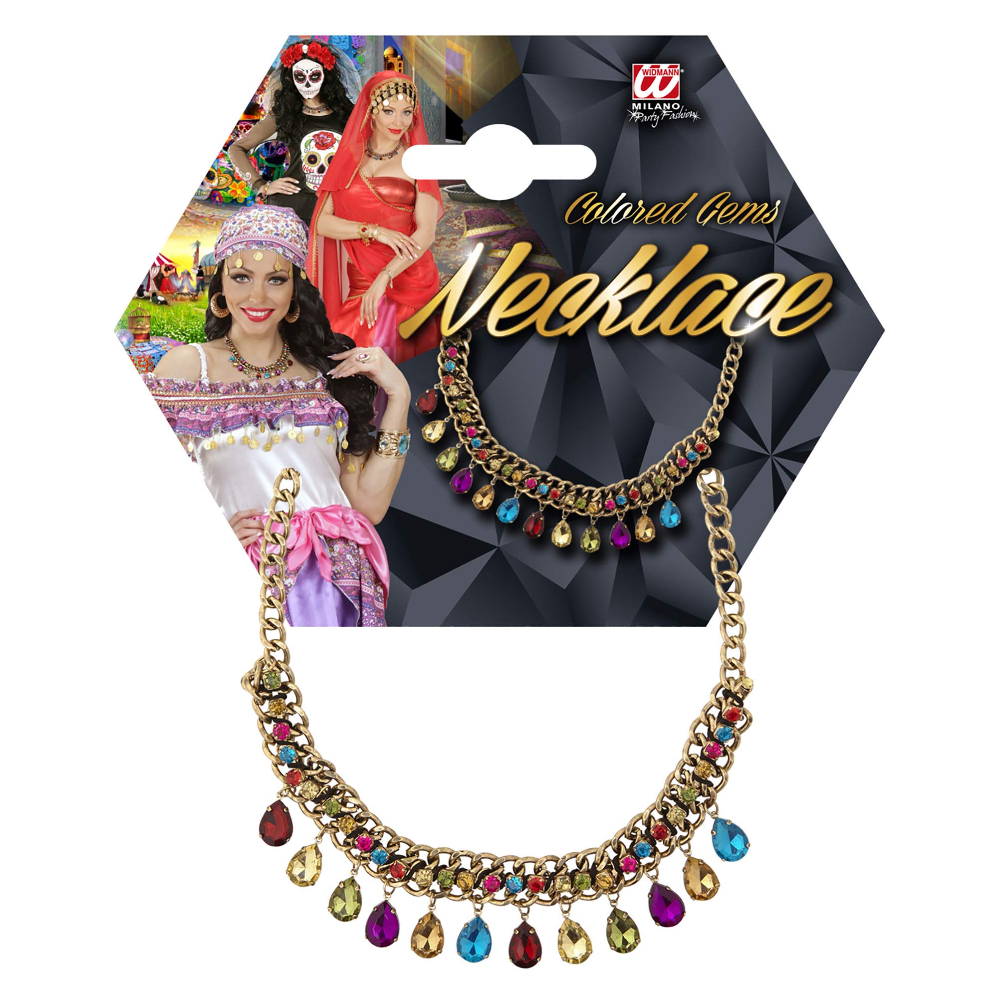 W WIDMANN MILANO Party Fashion, Collana in oro, Eleganza senza tempo, pietre dai colori vivaci, qualità artigianale, versatile per tutte le occasioni, regalo ideale per festeggiare