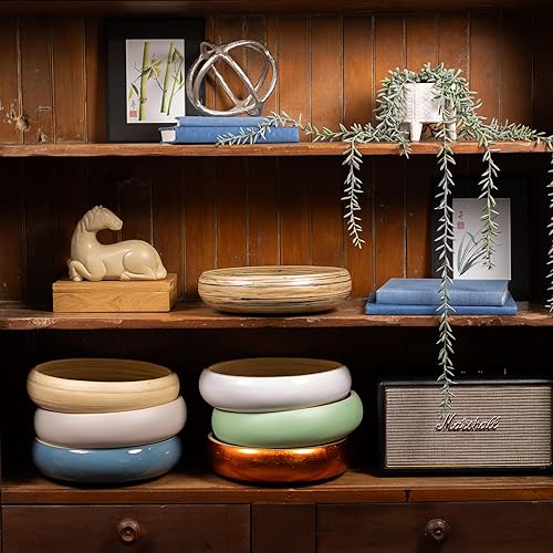 Miniatura 10 de LEXA Frutero de madera de bambú natural hecho a mano de 12 pulgadas para encimera de cocina, cuenco de ensalada de madera de bambú grande ligero de