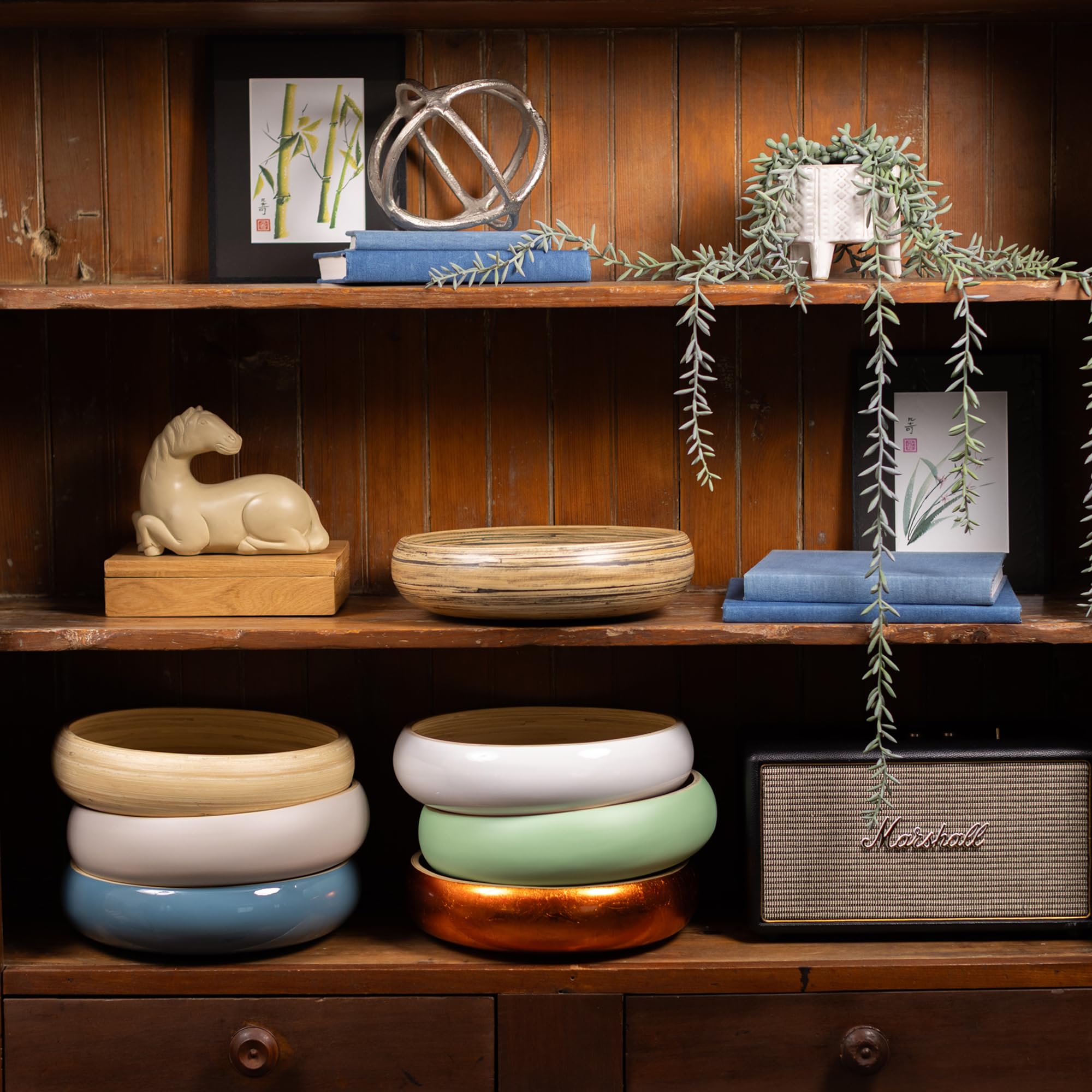 LEXA LXSB04 Bol à Salade En Bambou Extra Large De 30,5 Cm – Bol De Service Léger Pour Popcorn Ou Frites – Bol à Salade Fait à La Main – Noir