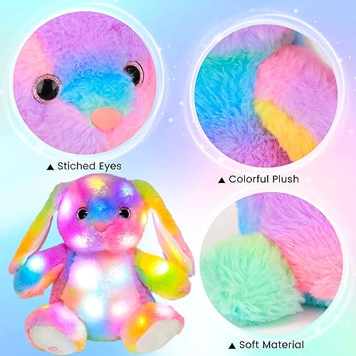 Miniatura 5 de Hopearl Conejito de peluche LED con iluminación colorida de conejo de peluche, luces nocturnas que brillan en la oscuridad, festival de cumpleaños