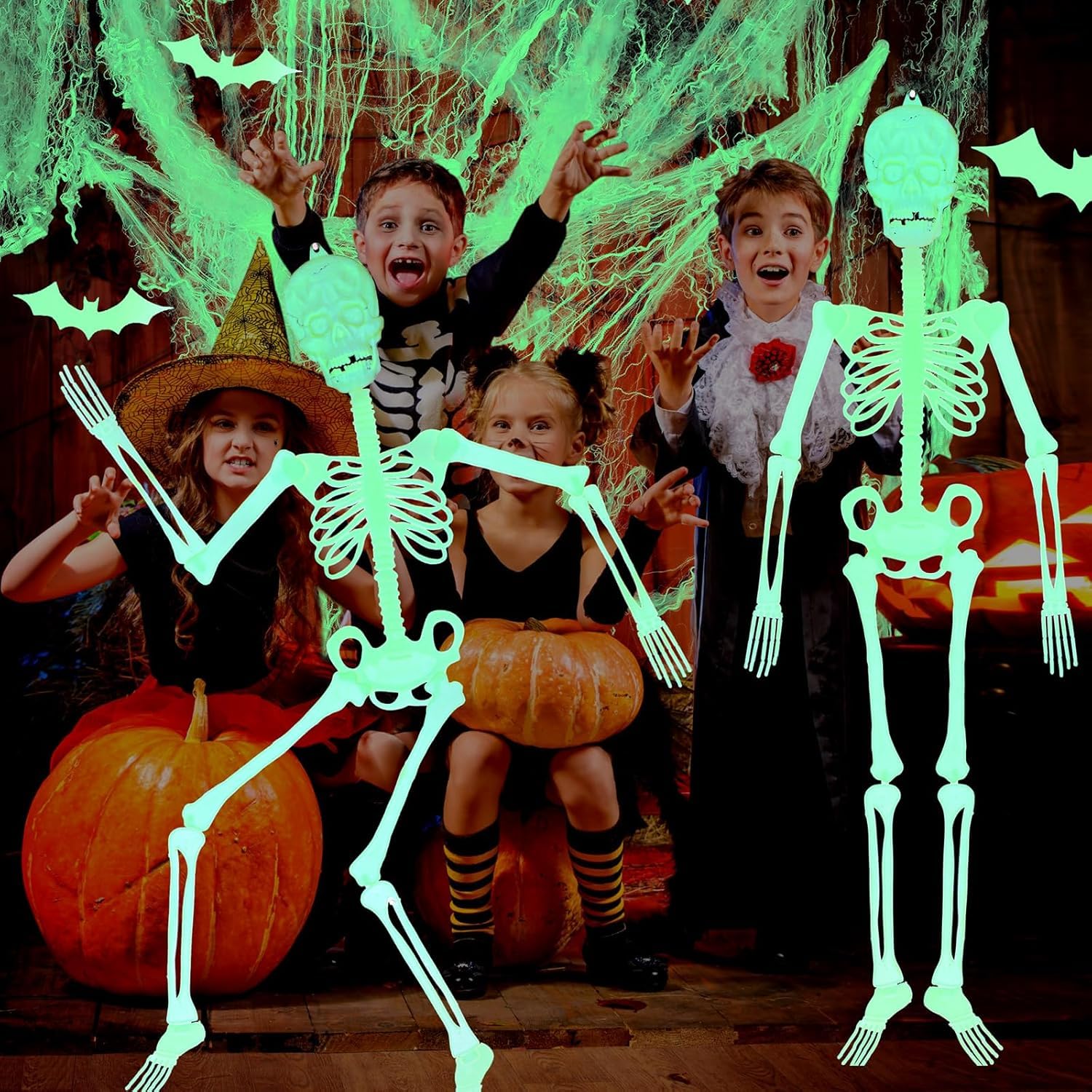 Amazon | SKTMH 光る 骸骨 ガイコツ 人形 ハロウィン 飾り