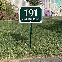 Vista 3 de SmartSign Letrero personalizado de dirección de casa de 7 x 10 pulgadas con estaca de 18 pulgadas (diseño festoneado), aluminio reflectante a prueba