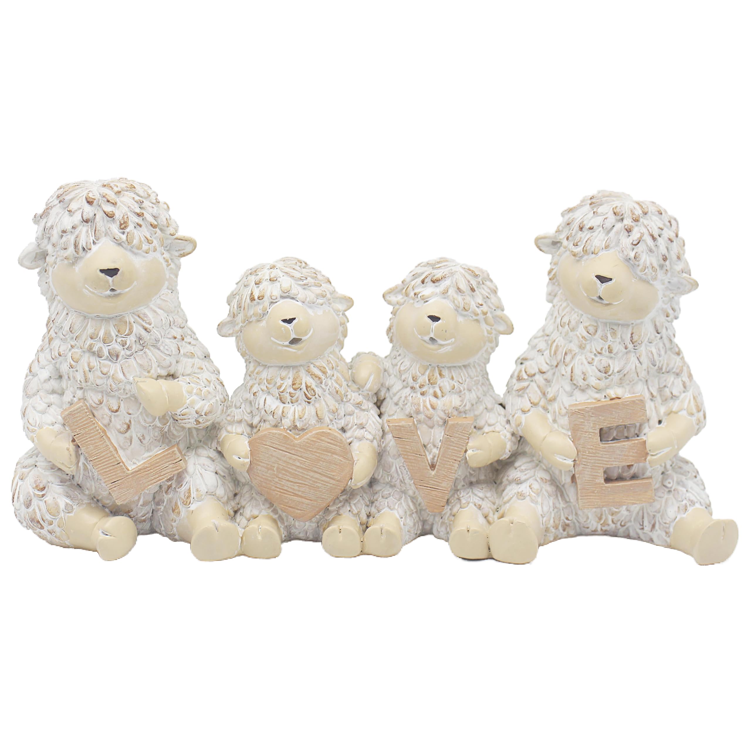 The Leonardo Collection Shaggy Sheep Love Figurines Statues For Home Decor | Ideal Ornaments Friendship Gifts For Women & Men | Lovely Table Centerpiece & Living Room Accessories