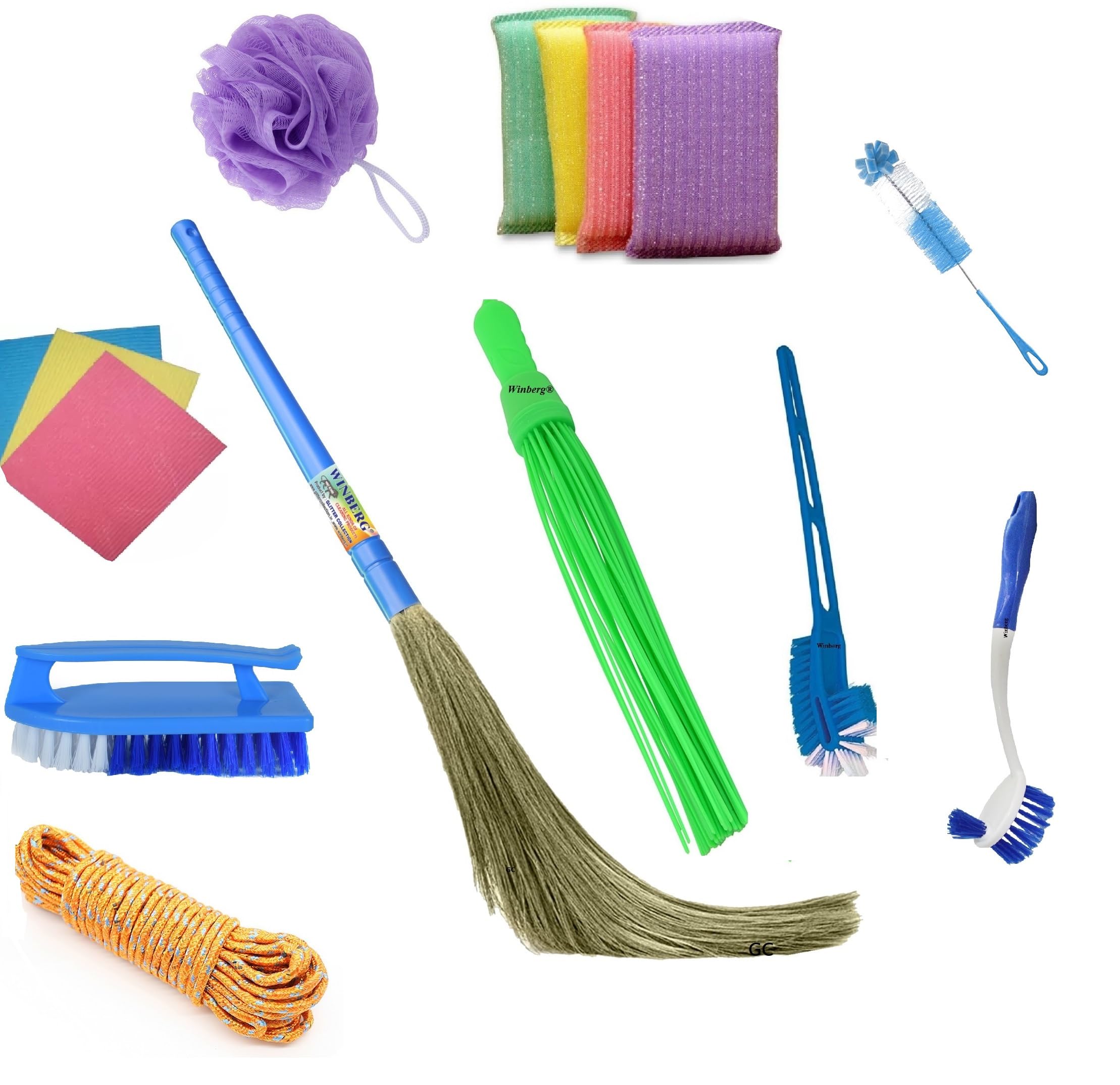 Winberg Plastic Home Clenaing Combo Pack Broom/Brush/Rope/Loofah/Wiper/Duster Hc010, Multicolour (B0CJFZMT6H) Amazon Price History, Amazon Price Tracker
