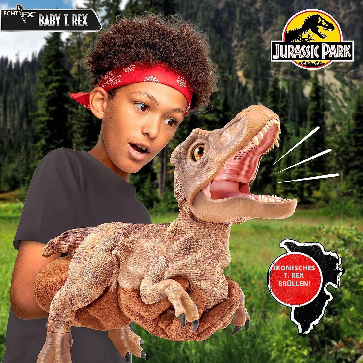 Wow! Stuff Jurassic World Baby T-Rex Dinosaurier Handpuppe, mit verstecktem Steuergriff & Handschuh, über 20 Sounds & Bewegungen, Größe ca. 58 cm, batteriebetrieben