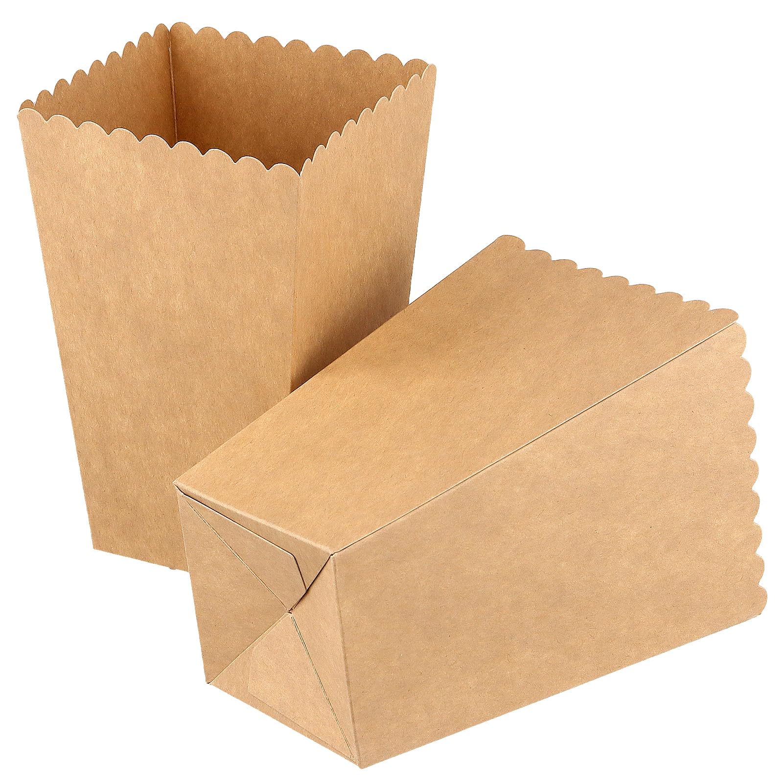 Lot de 100 boîtes à popcorn en papier kraft - 9x9x13.6 cm - Boîtes à pop-corn jaunes pour cinéma maison, fêtes, anniversaires - DIY décoratif