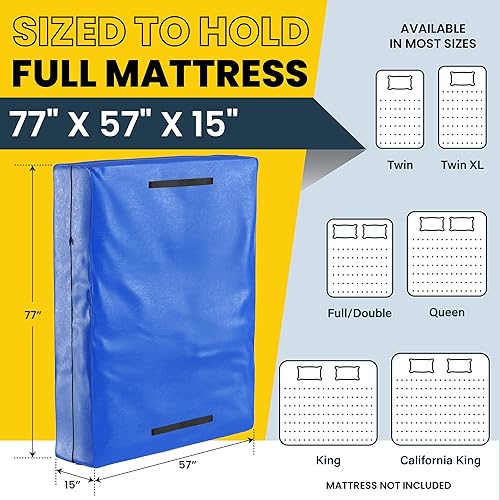 Miniatura 8 de (King) - Bolsa de colchón para mudanza y almacenamiento con cremallera y 8 asas de transporte, impermeable, resistente a los rayos UV, resistente,