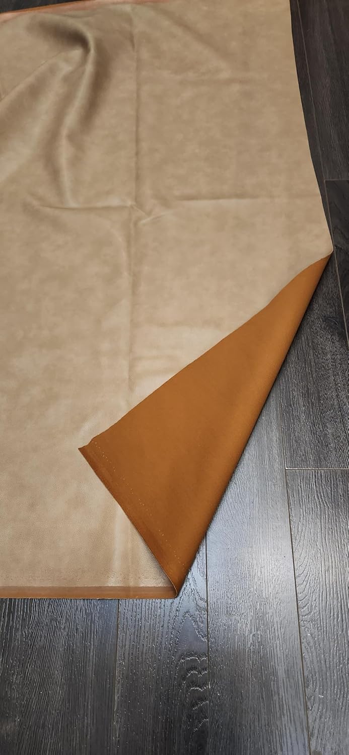 NAT Leathers | Almon Taupe Pebblegrain Faux Vegan (Peta-Approved) Leather Synthetic Pleather 0.9 mm 1 Yard 54 inch Wide x 36 inch Long Soft Smooth Upholstery (Taupe)