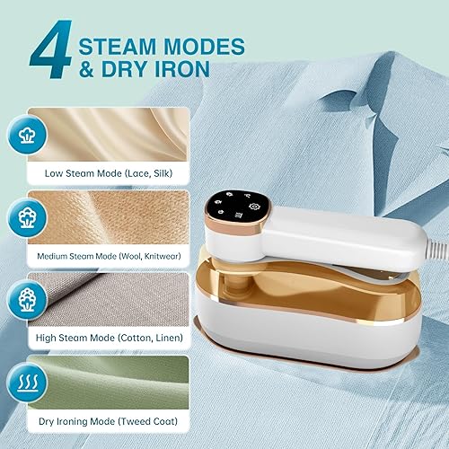 Miniatura 3 de Vaporizador y plancha de viaje 2 en 1, mini plancha de vapor portátil de mano, calentamiento rápido de 3 segundos, adecuada para viajes, hogar y