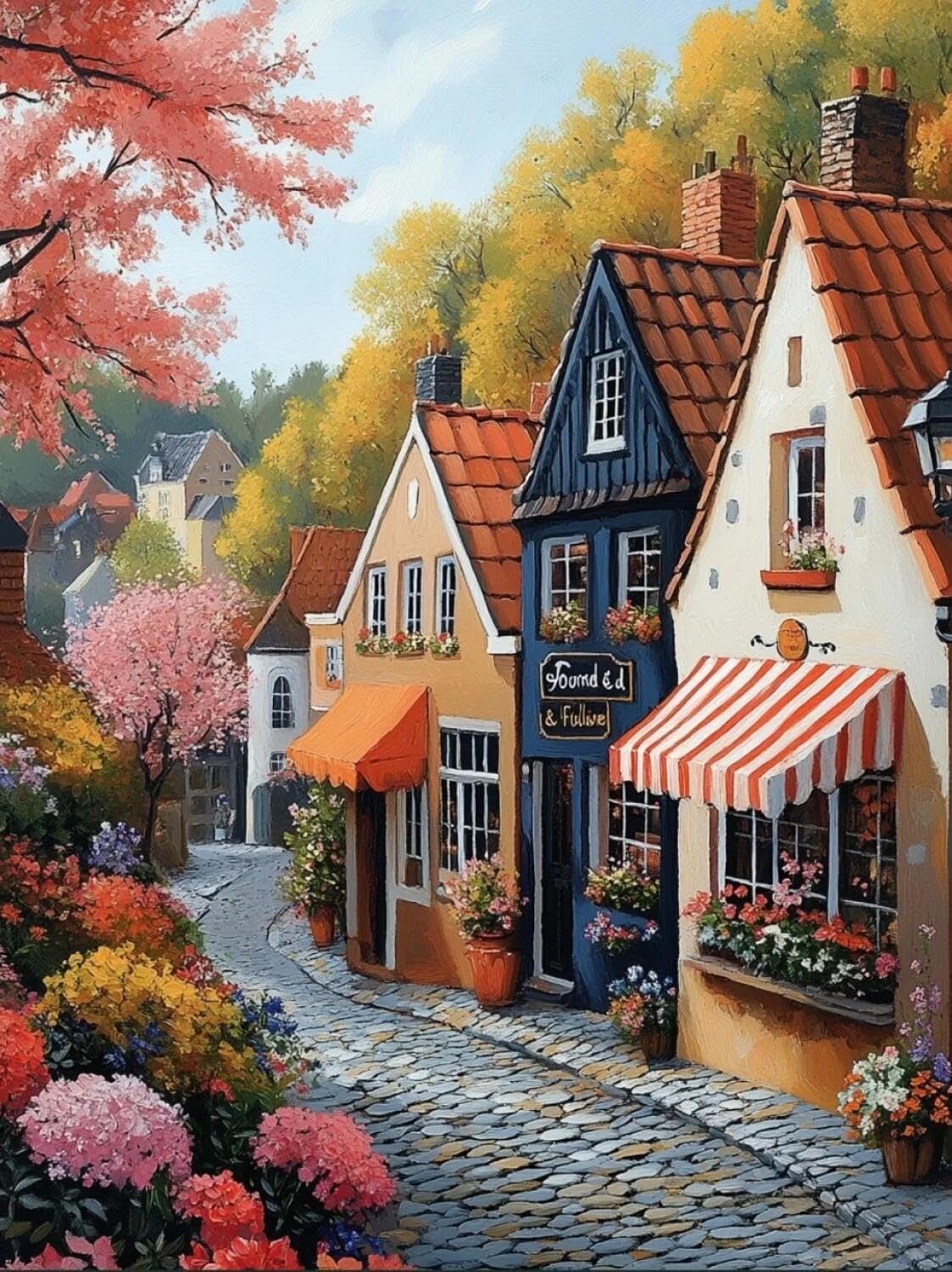 Rqwybcaxn Bead Cross Stitch Kits Cartoon Town 40x50cm