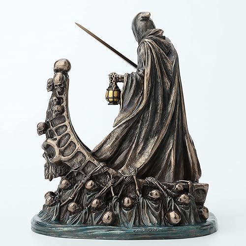 Miniatura 4 de Veronese Design Escultura de resina de 7 7/8 pulgadas de alto, diseño de mensajero oscuro y el ferry de los condenados, acabado en bronce, estatua