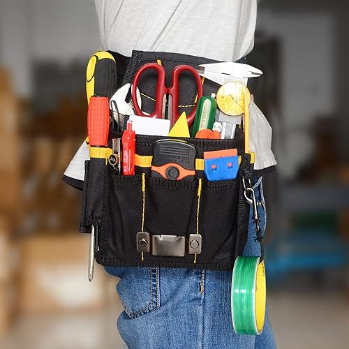 Miniatura 6 de Gomake Bolsa de herramientas de múltiples bolsillos con cinturón ajustable, bolsa de herramientas Oxford impermeable para tinte de ventana,
