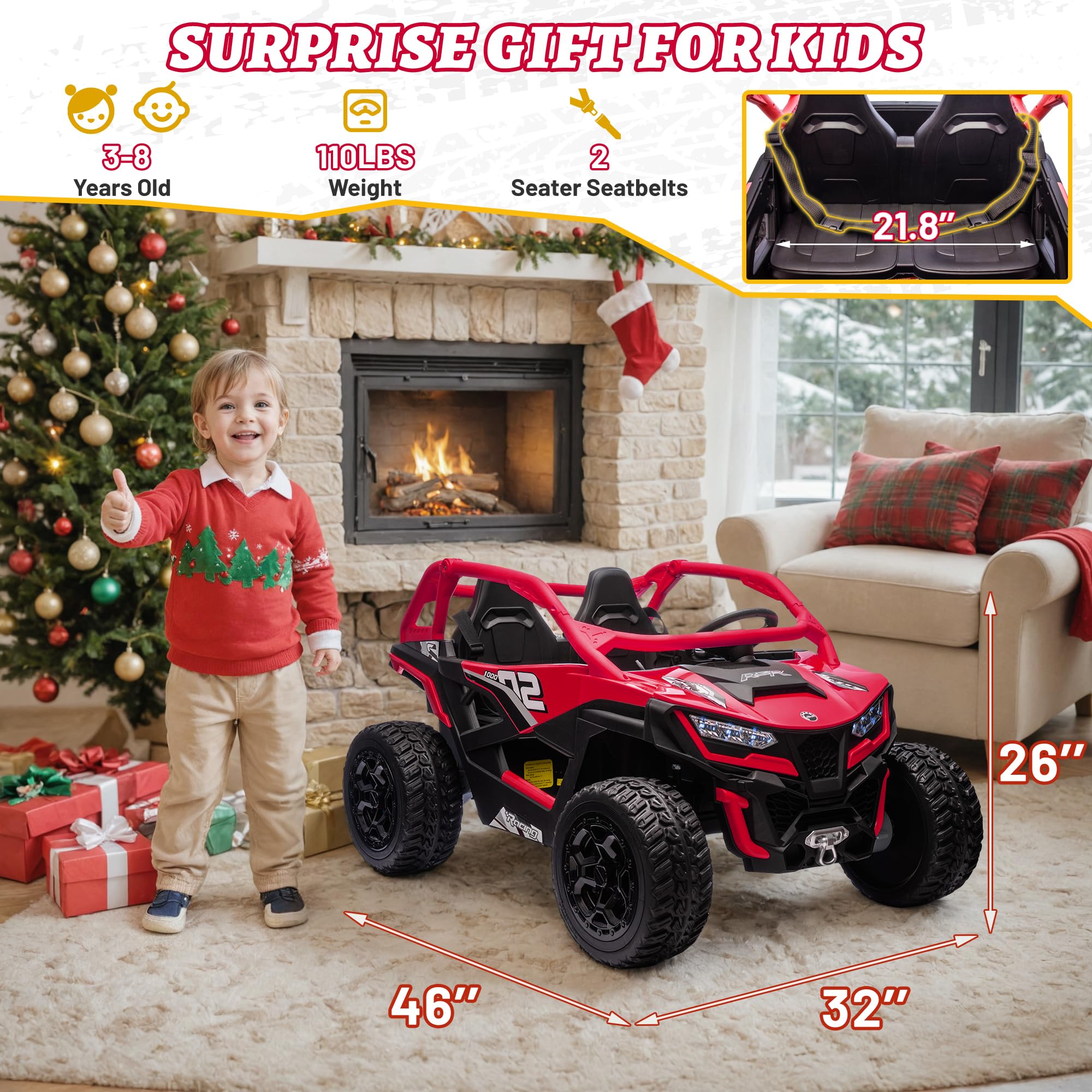 24V 10AH 2 Seater Power Wheels for Big Kid, 21
