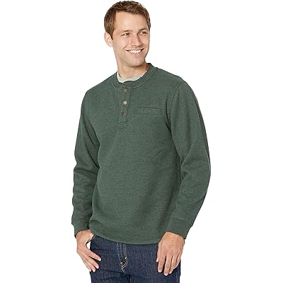 Мужская рубашка L.L.Bean Katahdin Iron Works Bonded Waffle Fleece Henley Slightly Fitted Regular black forest green heather