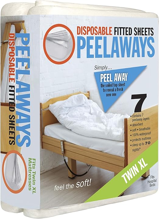 Peelaways Waterproof Disposable Bed Sheets – As Seen On Shark Tank | 7-Layer Absorbent Wellness Sheets for Elderly, Homecare, Hospital Use and Travel