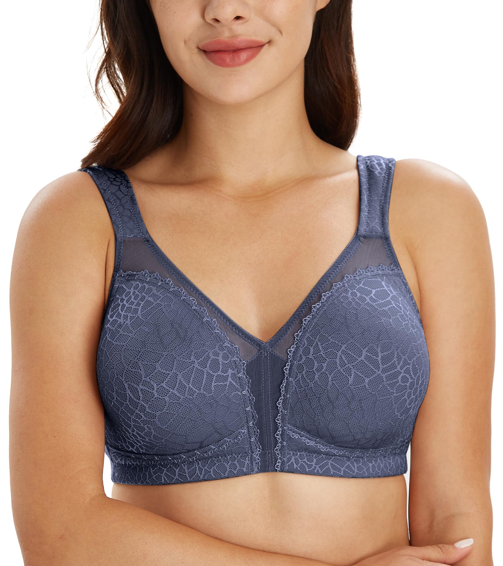 Lemorosy Reggiseno Minimizer Taglie Forti da Donna Comodo per Quotidiana Coppe Piene Non Imbottite Senza Ferretto a Tenuta Forte