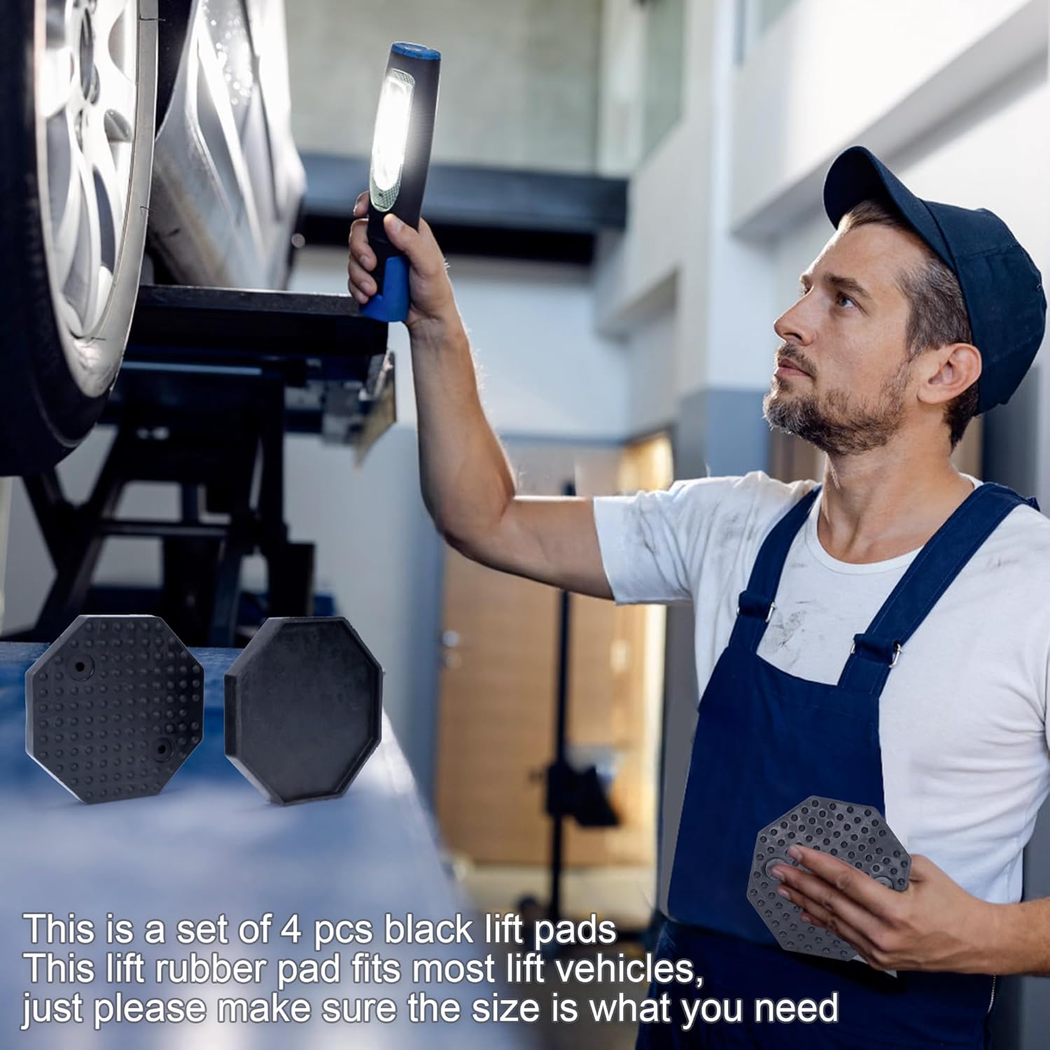 4 Pack Auto Lift Pads, Rubber Car Lifting Pads, Arm Pads Heavy Duty Automotive Hoist Accessories fit for Auto Truck Hoist, Floor Jack Pad(130x14mm)