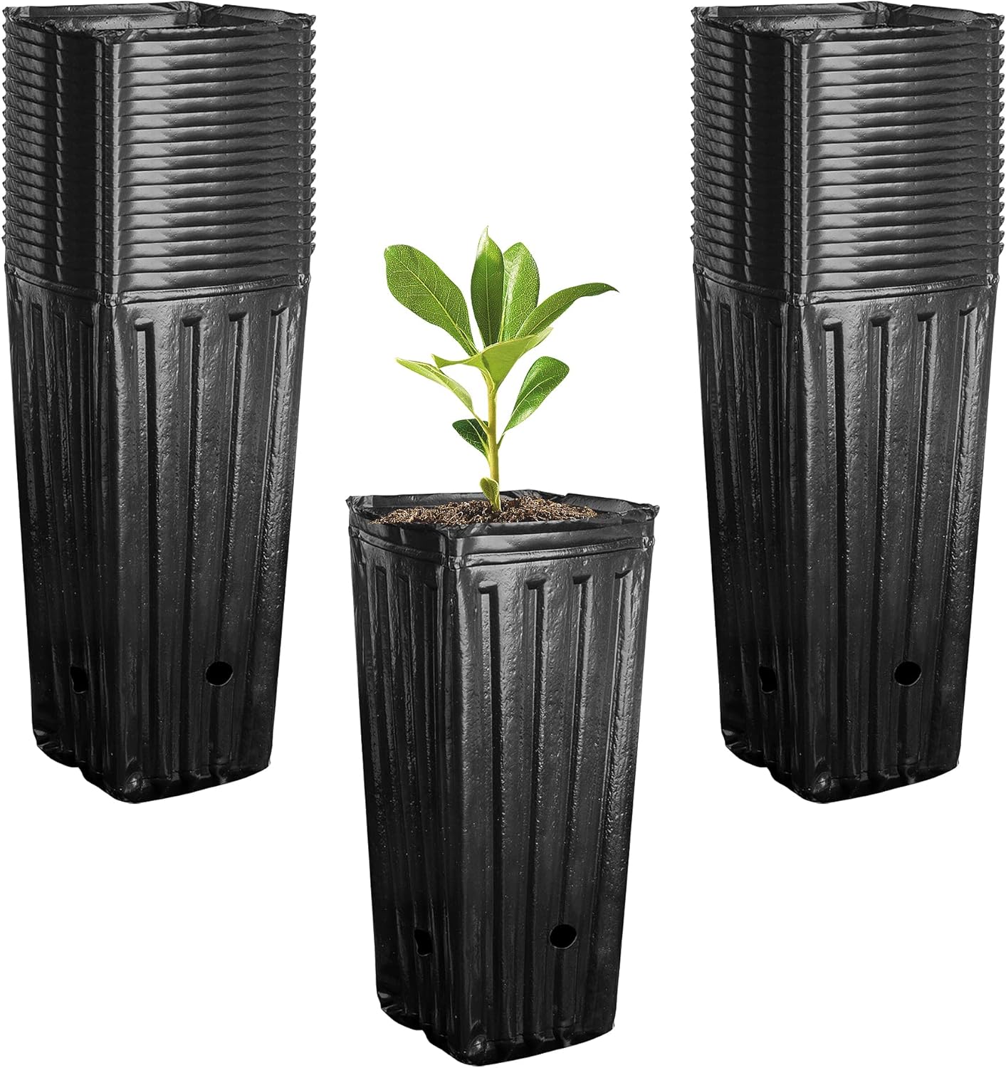 RunNico 50pcs Plastic Deep Plant Nursery Pots, 9.44”Tall