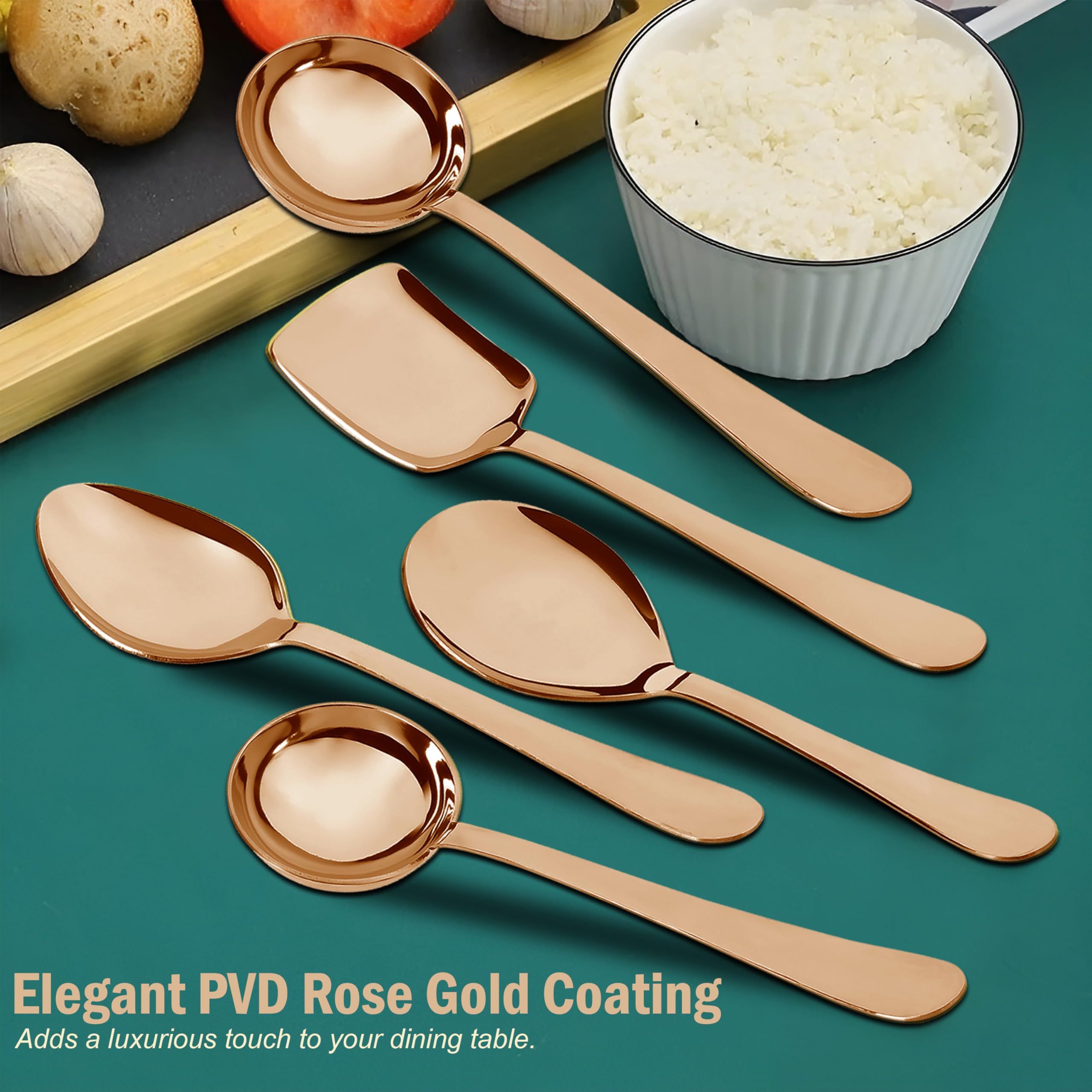 Parage Stainless Steel Serving Spoons - 5 Piece Set -9