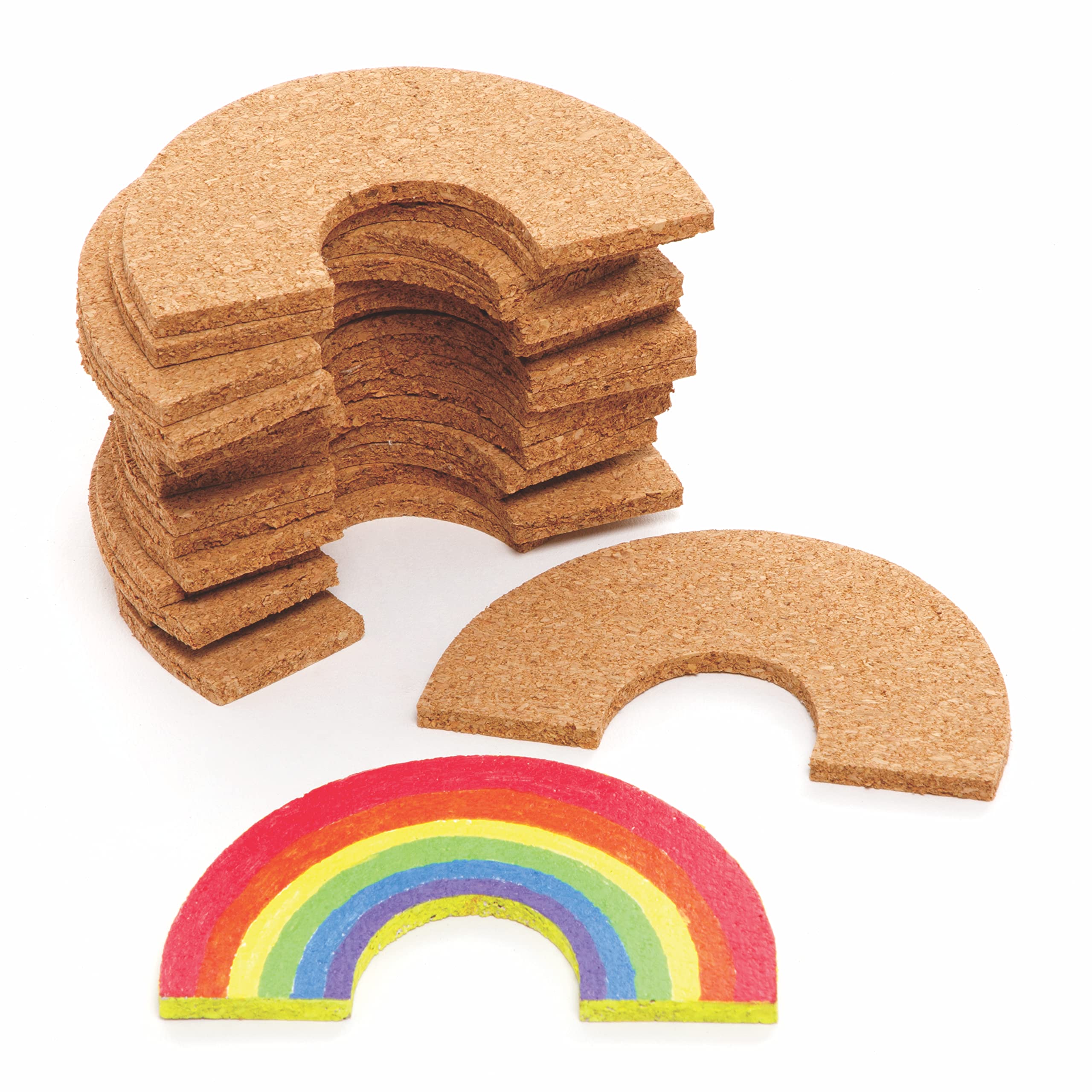 Baker Ross AX956 Cork Rainbows - Pack of 30, Craft Decorations Ideal for Home, School and Group Art Projects