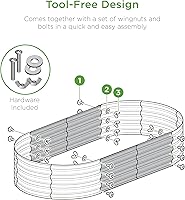 Vista 5 de Best Choice Products Cama de jardín elevada de metal para exteriores de 4 x 2 x 1 pies, maceta ovalada de raíces profundas para verduras, flores