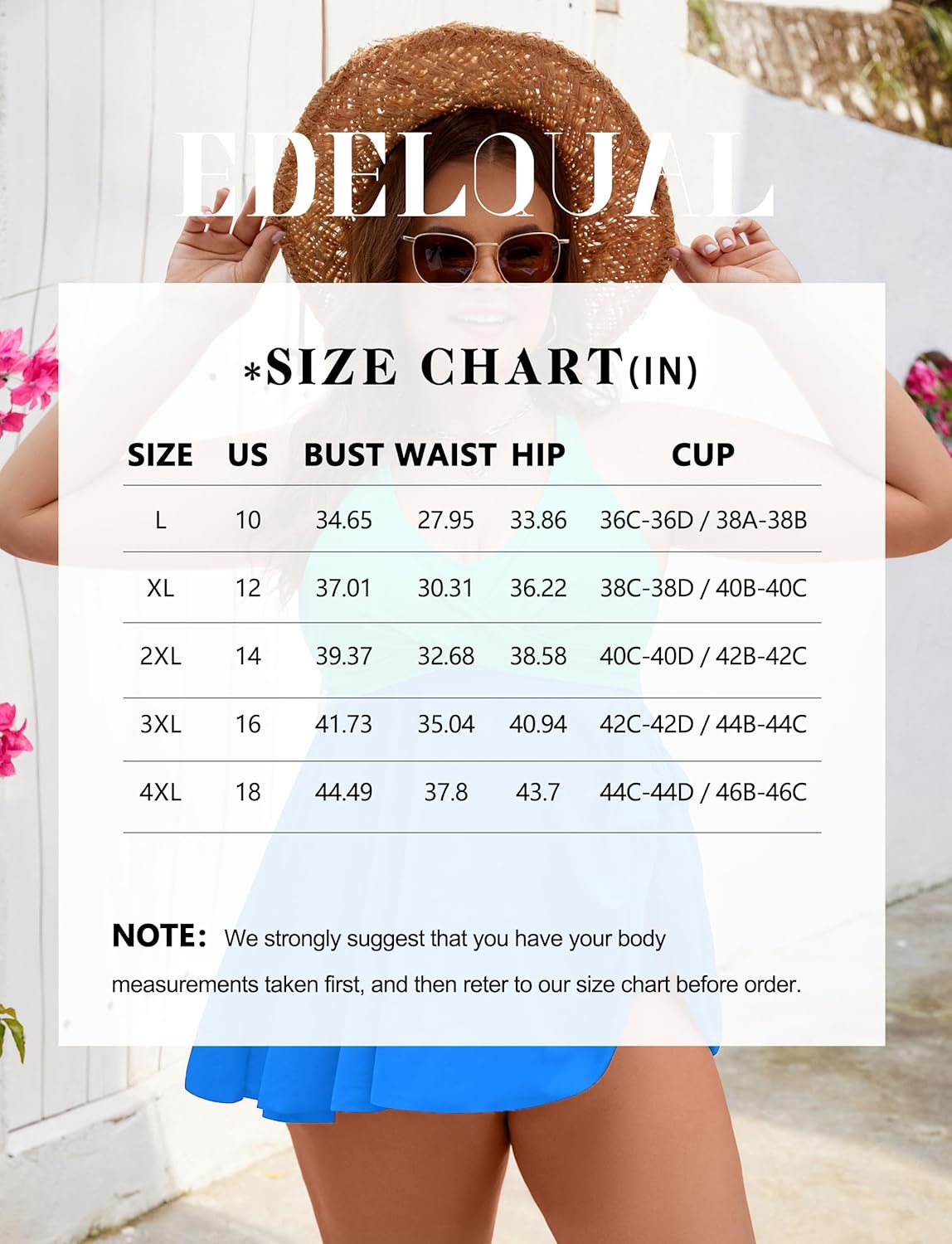 Edelqual Womens Plus Size Tankini Swimsuit Two Piece Tummy Control Bathing Suits Swim Dress Swimwear with Shorts - Image 6