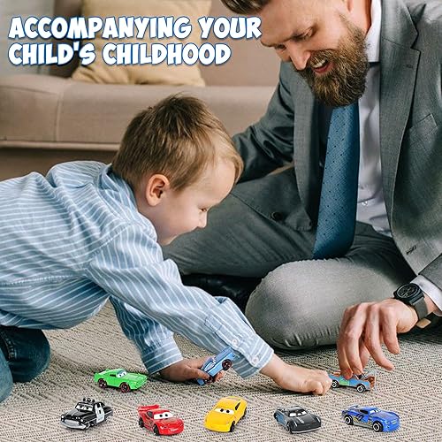 Miniatura 5 de Juguetes de autos de metal de película de coches, 8 piezas de camiones de metal con Lightning King Sheriff Modelo de juguete de cumpleaños para