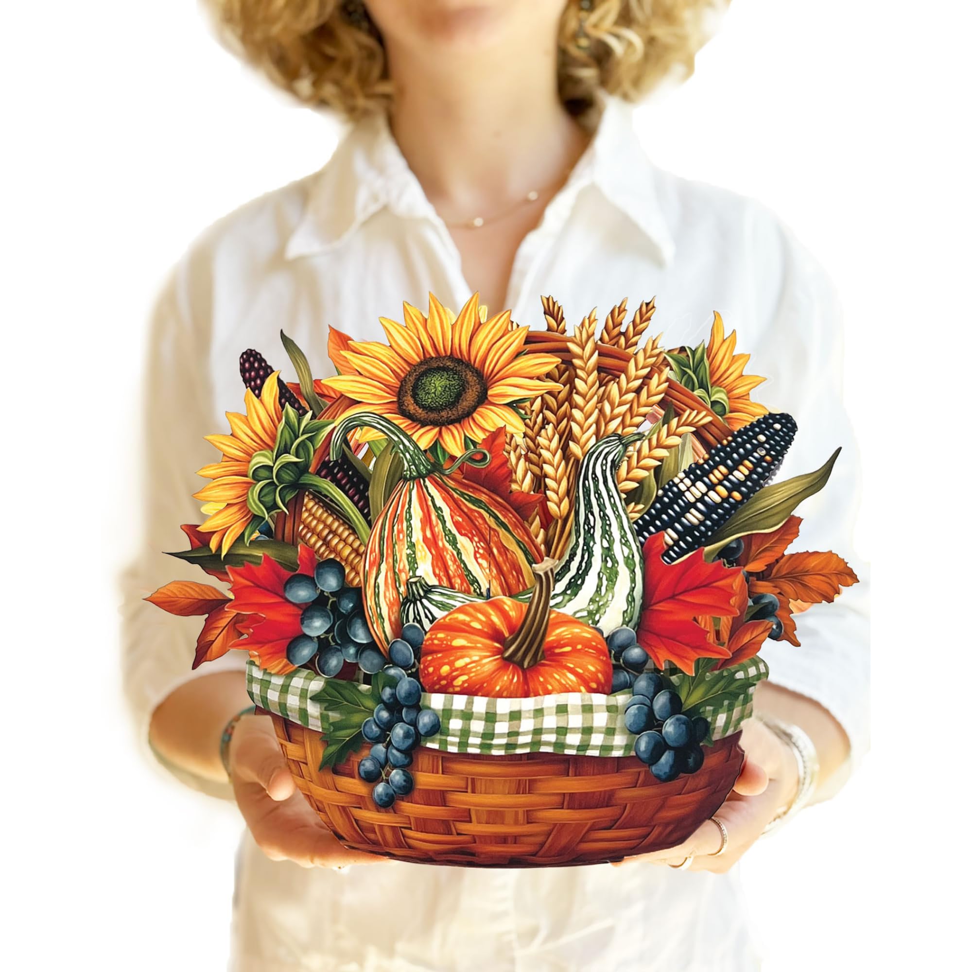 Freshcut Paper Pop Up Cards, Golden Harvest, 12 Inch Life Sized Forever Flower Bouquet 3D Popup Greeting Card, Birthday Cards, Thank You Card, Blank