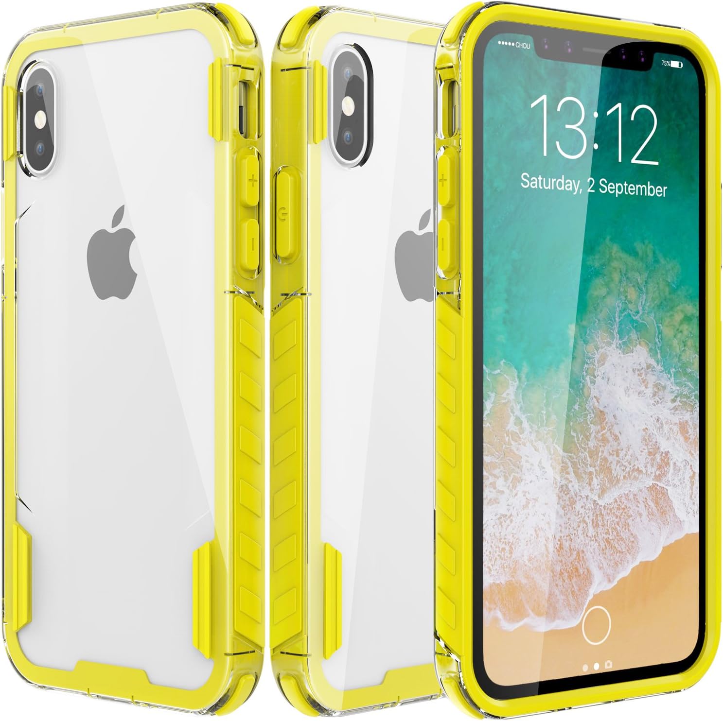zisure iPhone X Case, XS Cases [Rock Sugar] Heavy Duty Crystal Hard Clear Case Durable Shatterproof Sports Phone Cover for iPhone X, iPhone Xs - 5.8 inch Yellow