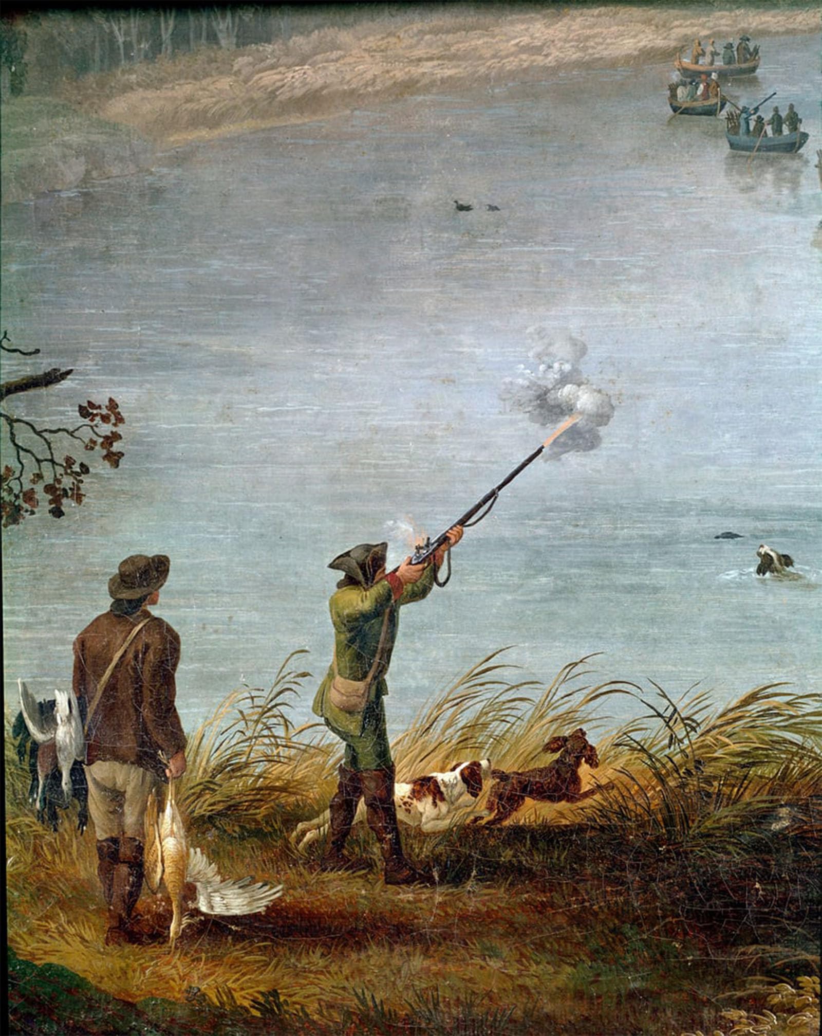 ARTXLXXBN Famous Painting Canvas Artwork Graffiti Print the Coot Hunt of Ferdinand I of the Two Sicilies on Lake Fusaro Near Naples by Jacob Hackert Portrait Canvas Image for Home Decor 60x90cm
