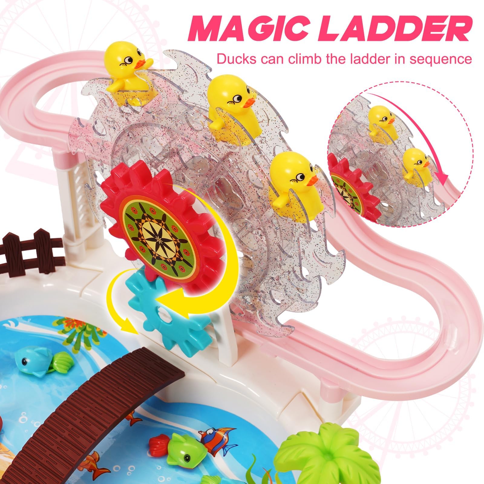 Juego De Pesca Eléctrico Con Tobogán, Patos, Cañas, Luz Y Música – Desarrollo Lógico, Para Niños