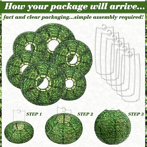 Miniatura 10 de Roceei 6 linternas de papel verde para colgar de regreso a clases, para el primer día de escuela, linternas redondas de papel para celebrar la