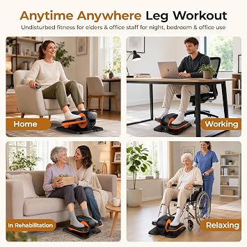 HTM Under Desk Elliptical Machine - Electric Elliptical Exerciser for Seniors, Pedal Exerciser 12 Speeds Portable Seated Pedal Exerciser with Remote Control Home Workout Exercise Equipment