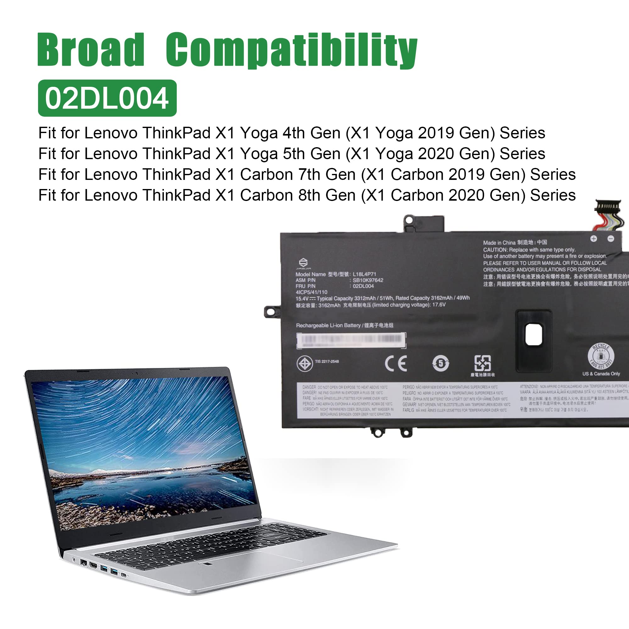 ThinkPad X1 Carbon.7th✨⭐︎Win11☆バッテリー99.9％ Amazon.com: LBTECH L18L4P71 L18M4P72 L18C4P71 02DL004 Battery