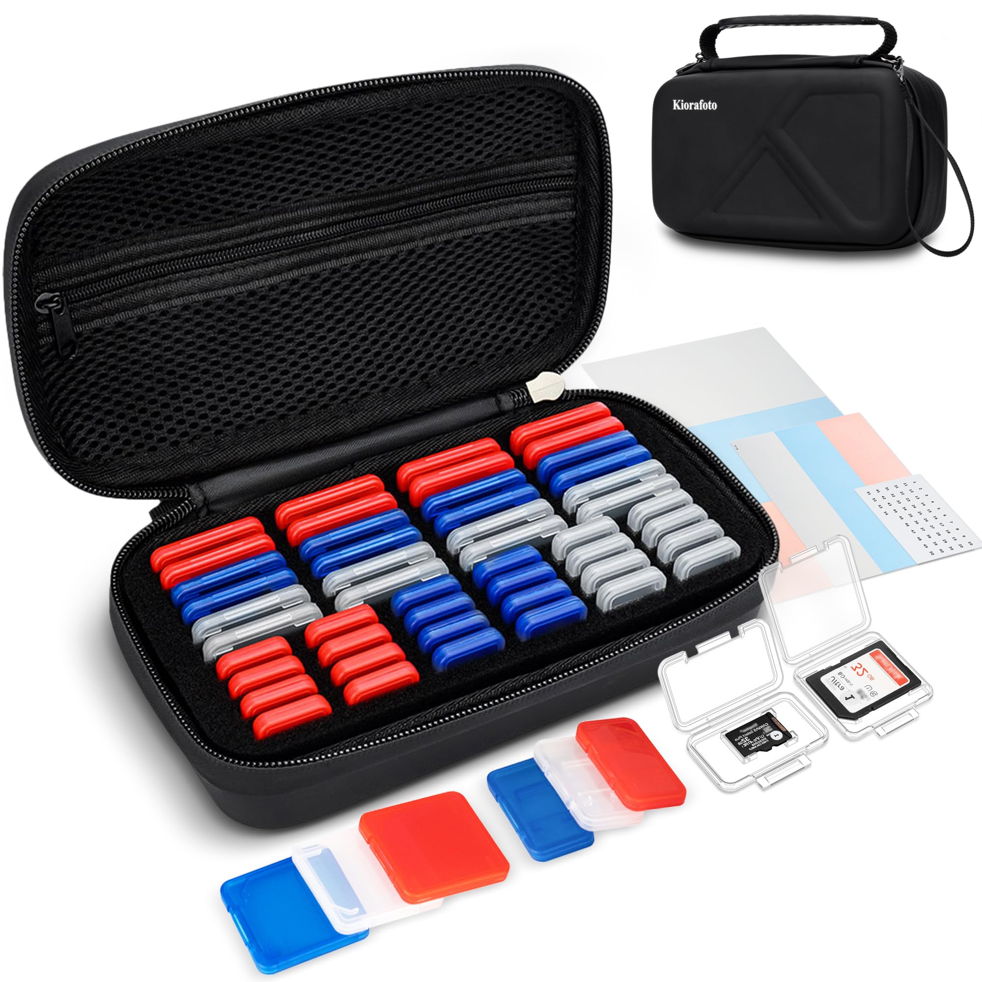EVA PU Memory Card Case with 24 SD &amp; 24 TF Clear Plastic Memory Card Holder
